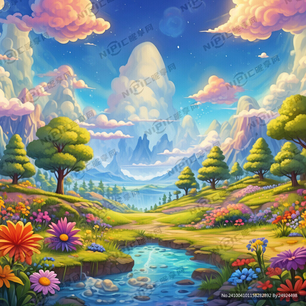 卡通风景 唯美 色彩鲜艳