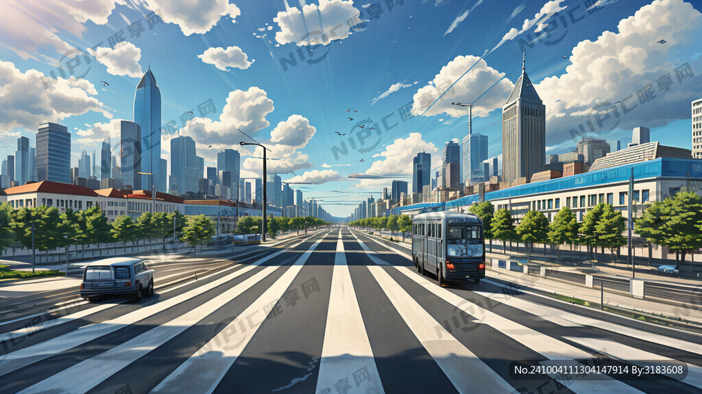 城市 背景 道路 蓝天 白云