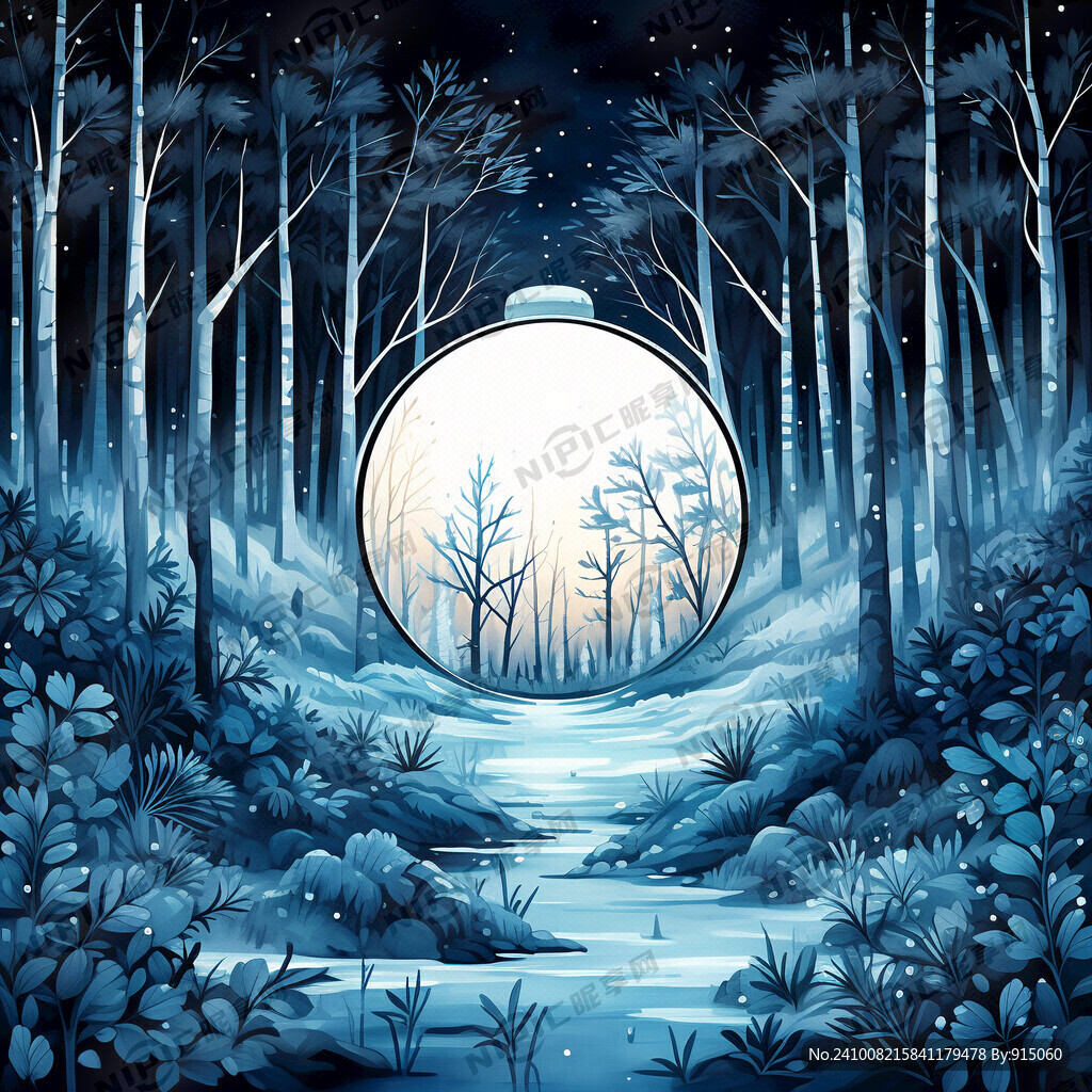 寒露节气的海报 蓝色调