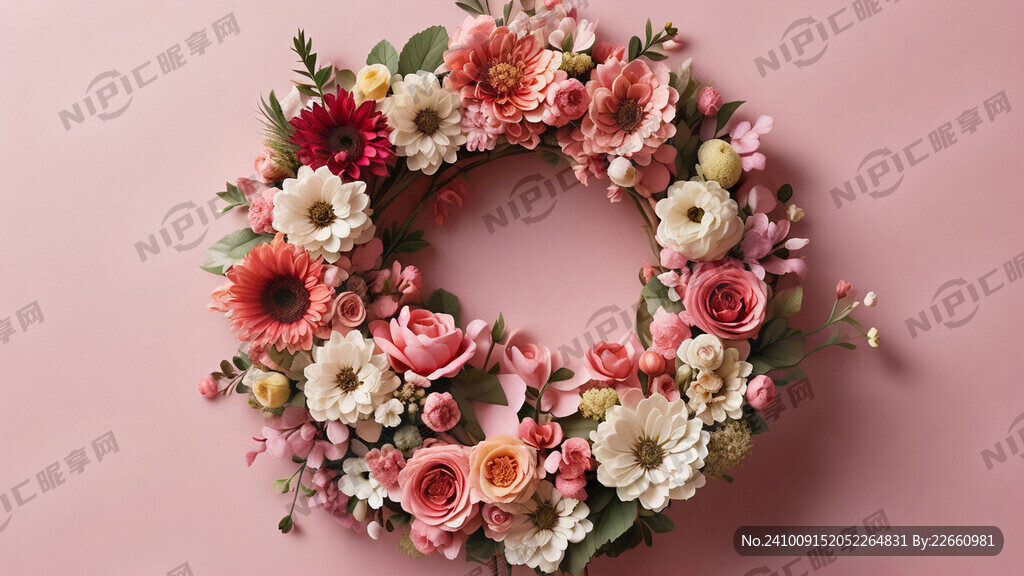 花店牌匾 花 粉色 一圈花