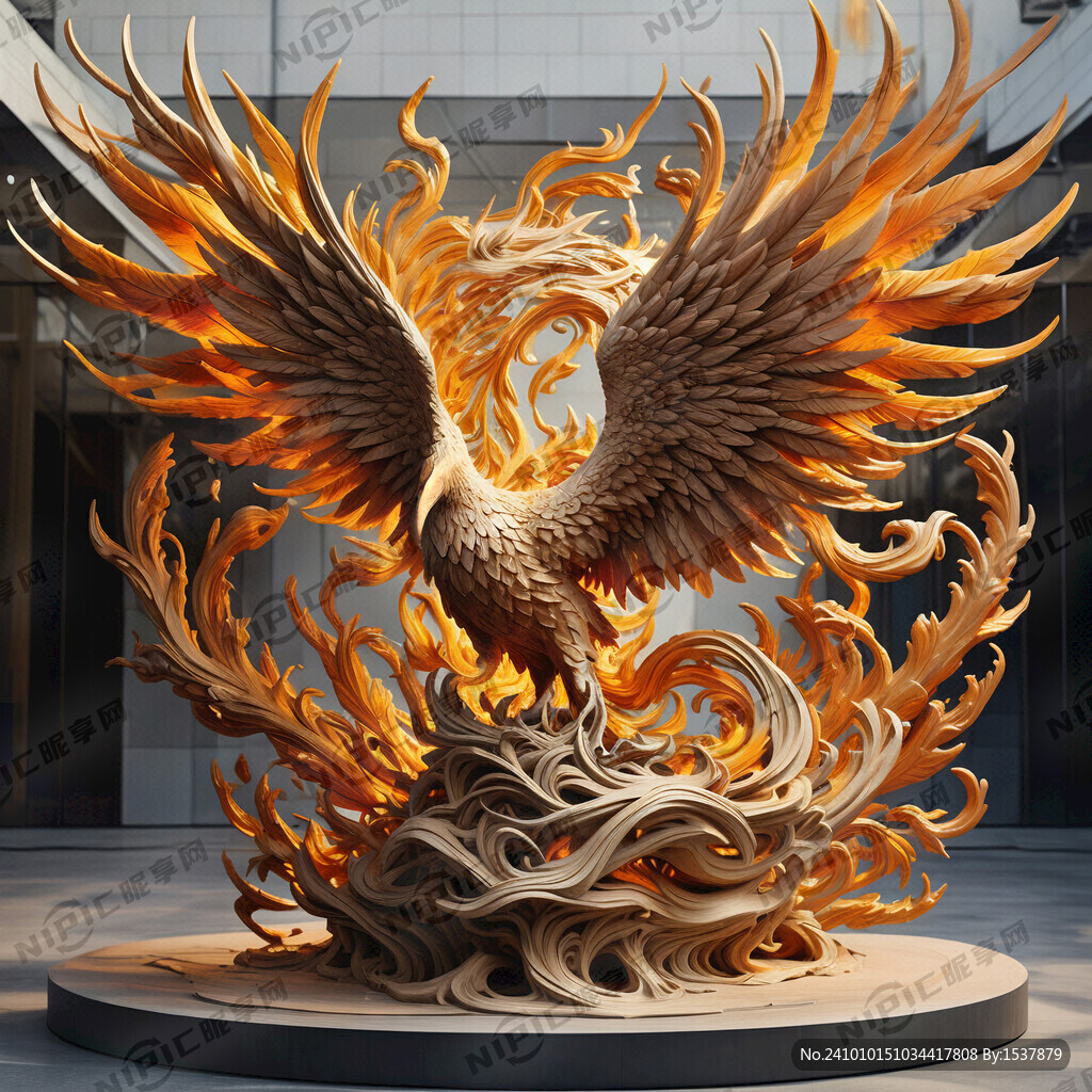 凤凰涅槃 雕塑造型 有空间感