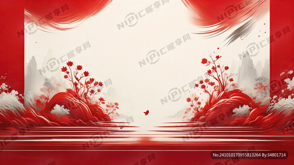 新年背景 红色底纹 中国风