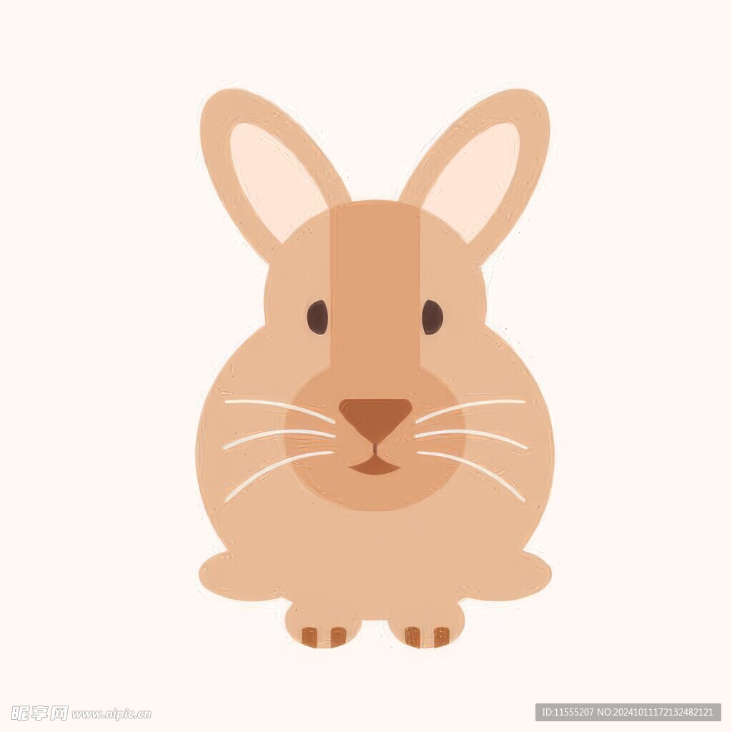 可爱小兔子插画扁平设计纯色背景