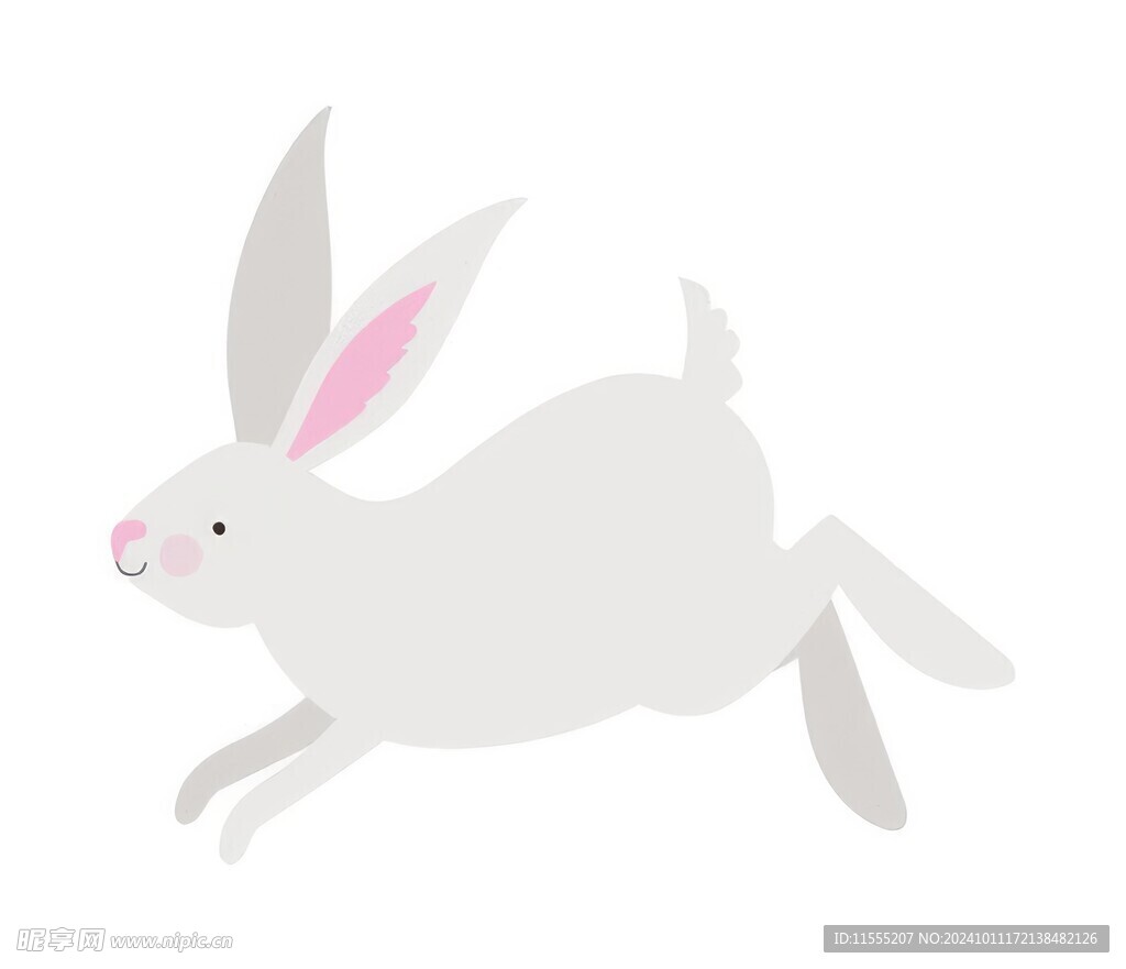 可爱小兔子插画扁平设计纯色背景