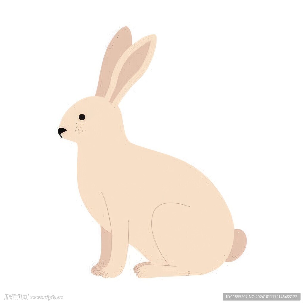 可爱小兔子插画扁平设计纯色背景