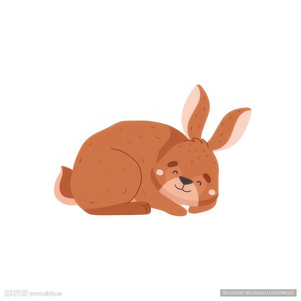 可爱小兔子插画扁平设计纯色背景