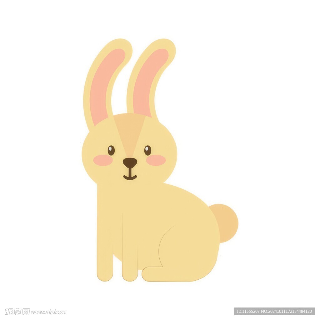 可爱小兔子插画扁平设计纯色背景