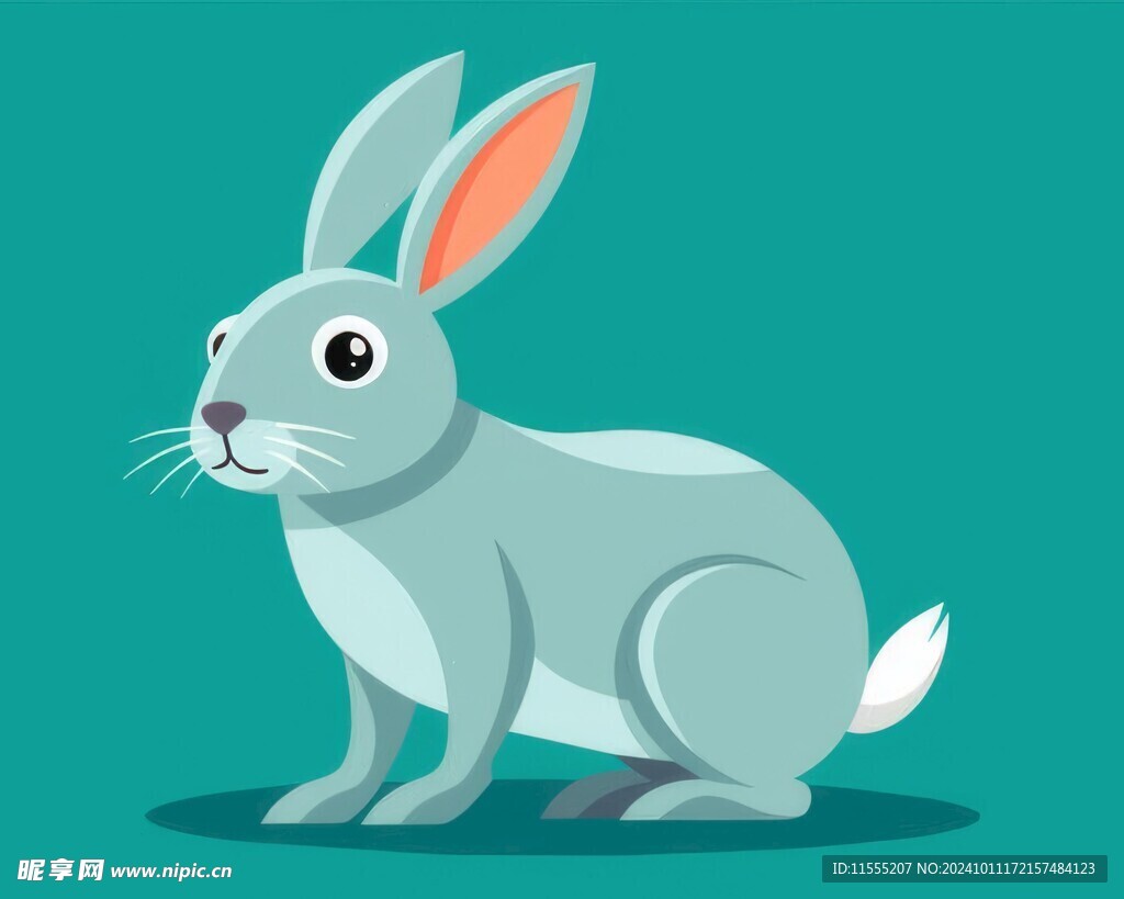 可爱小兔子插画扁平设计纯色背景