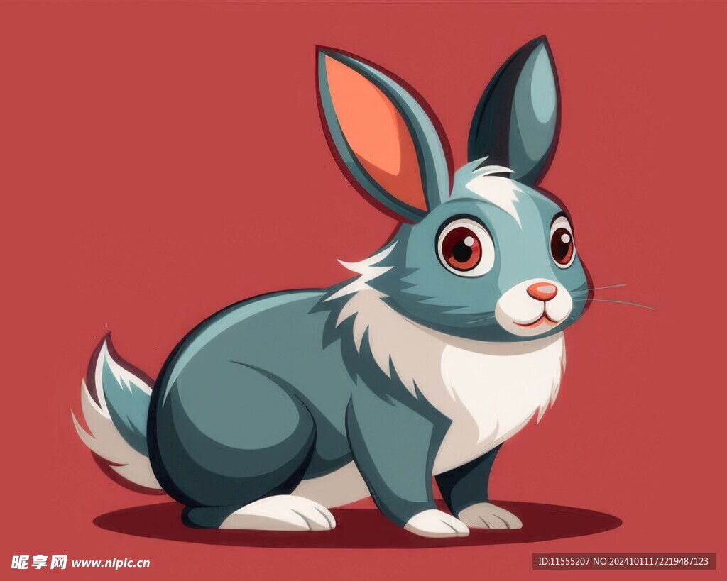 可爱小兔子插画扁平设计纯色背景