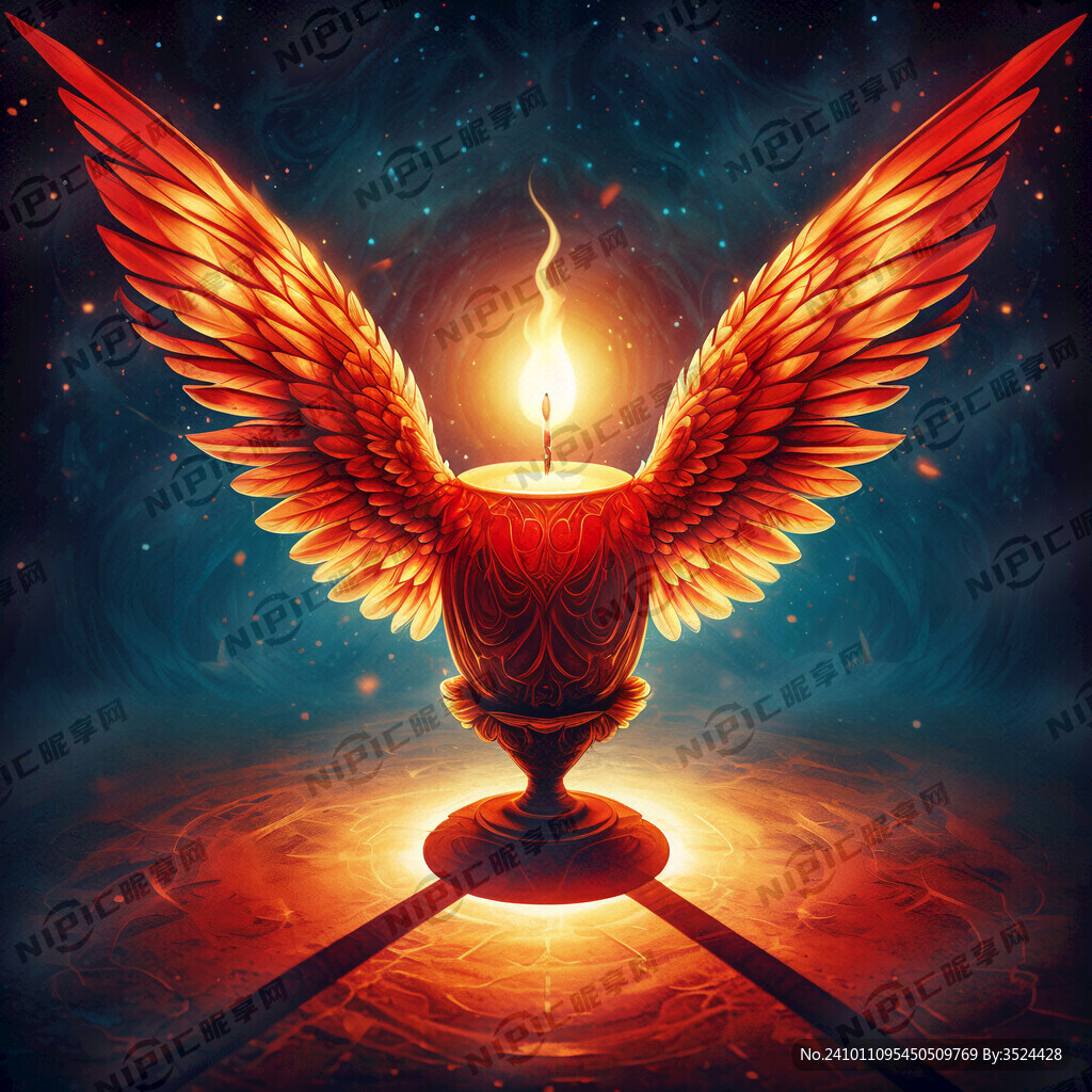 中间是一支燃烧的红烛