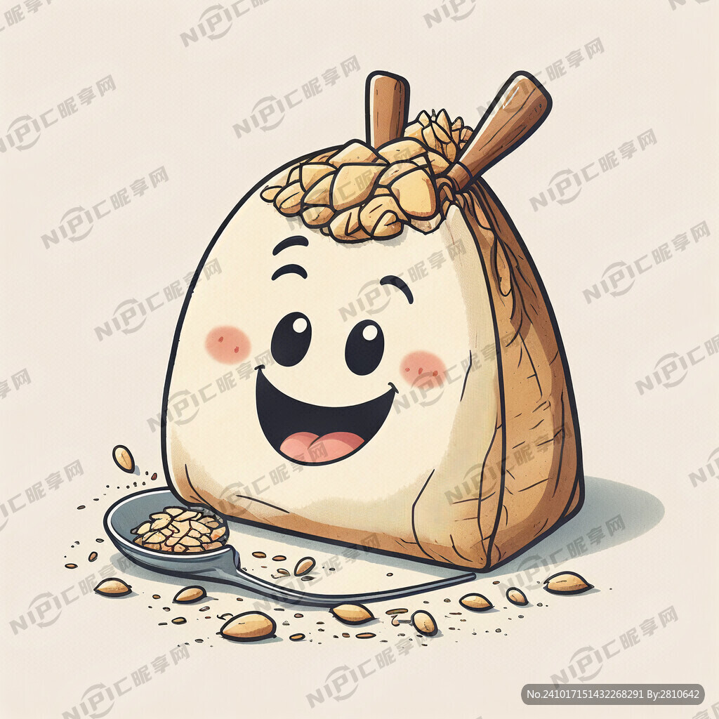 米袋 粮食 勺子 卡通人物