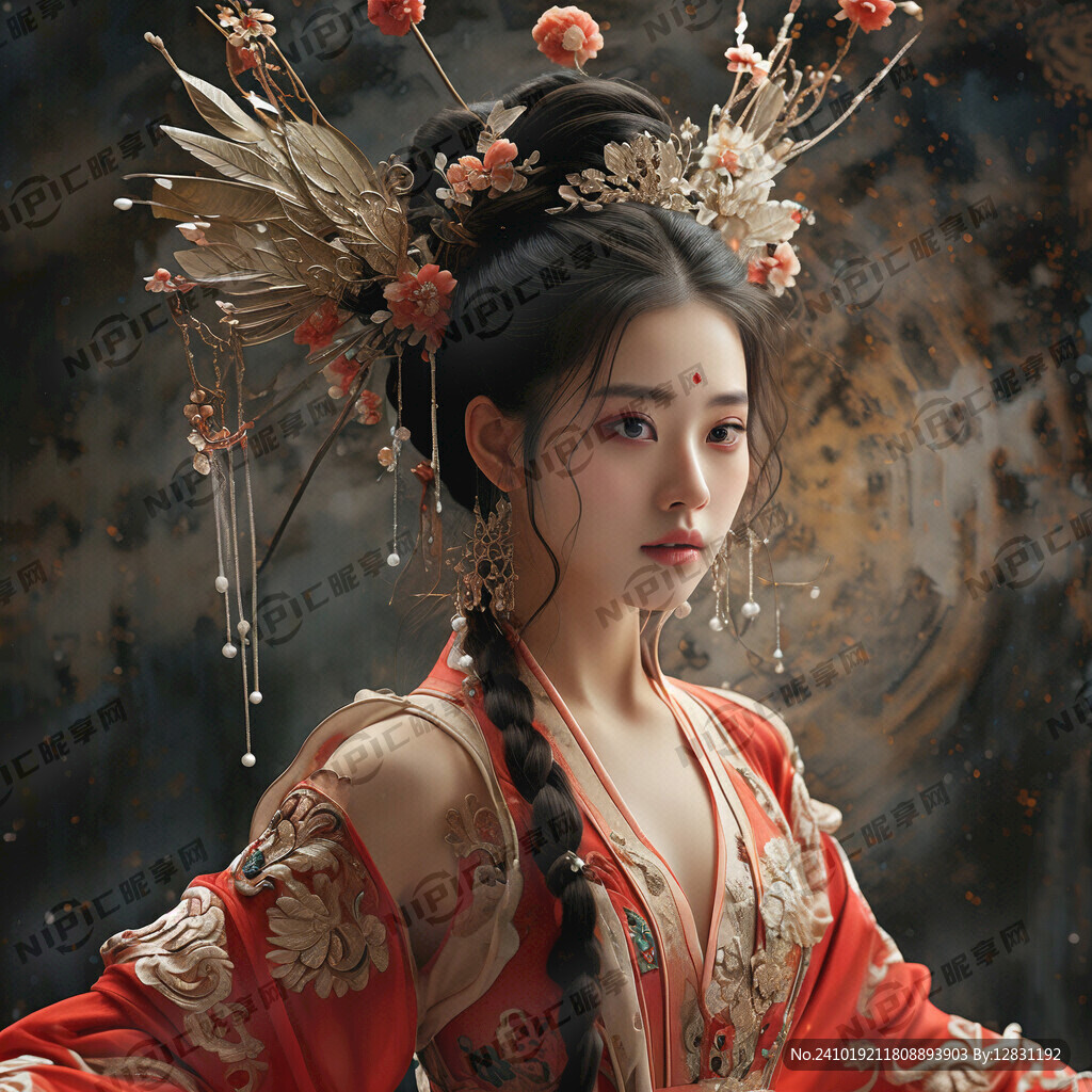 古装正面飞天美女