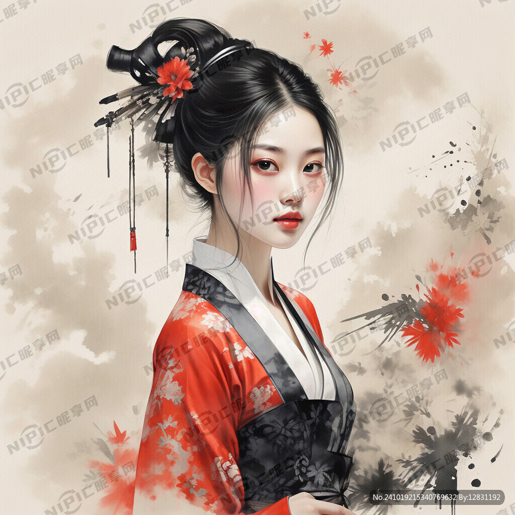 国潮美女 五官精致 穿祺袍