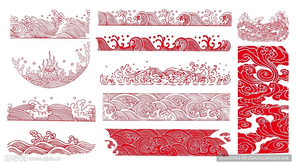 传统海浪矢量图