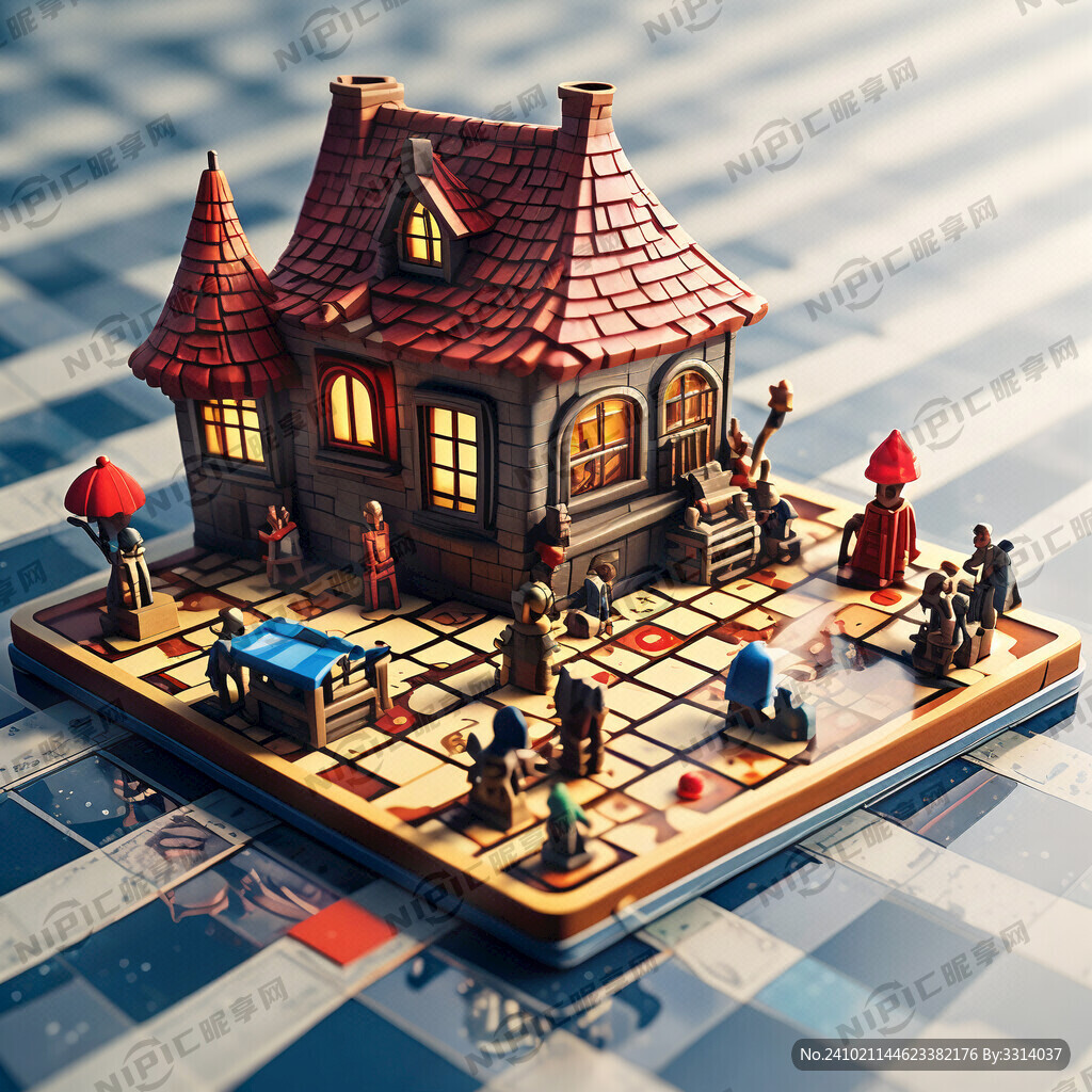 大富翁 走格子 卡通房屋 桌游