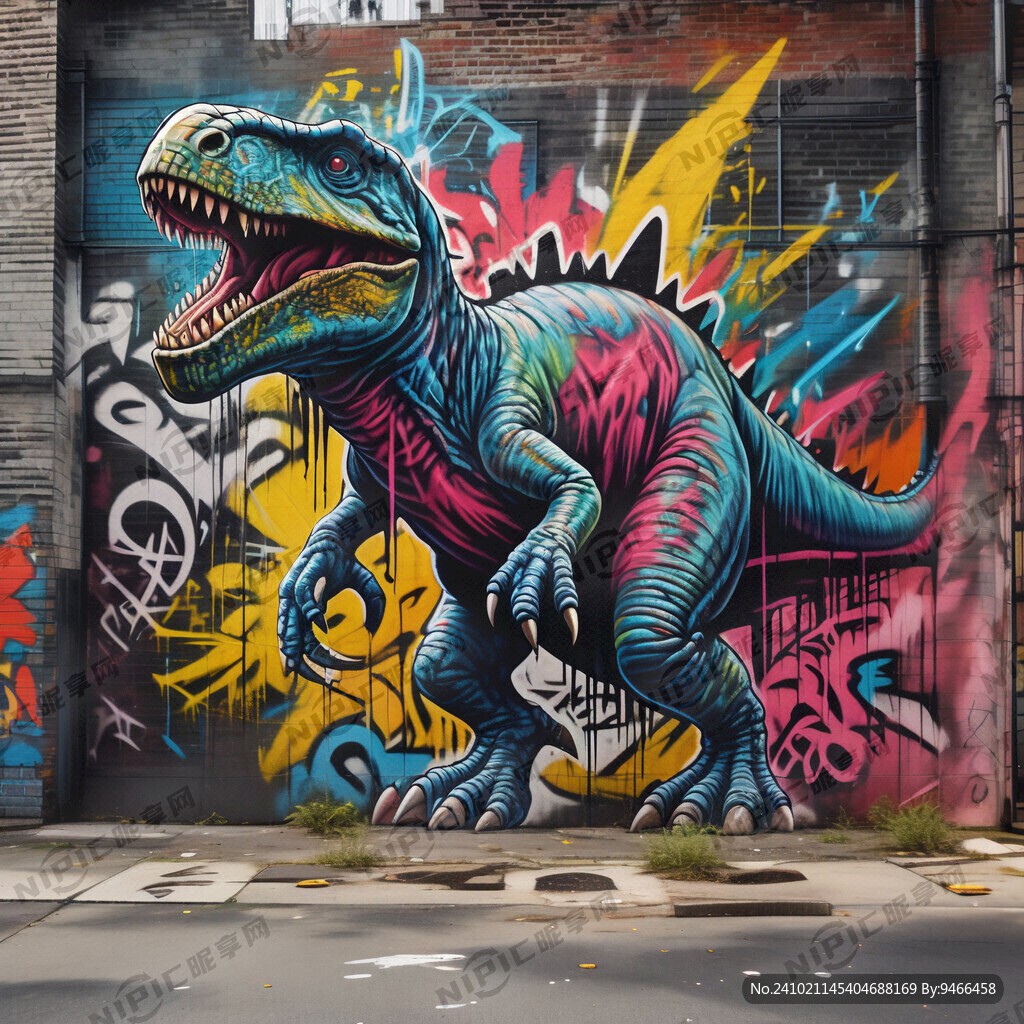 恐龙 涂鸦 街头