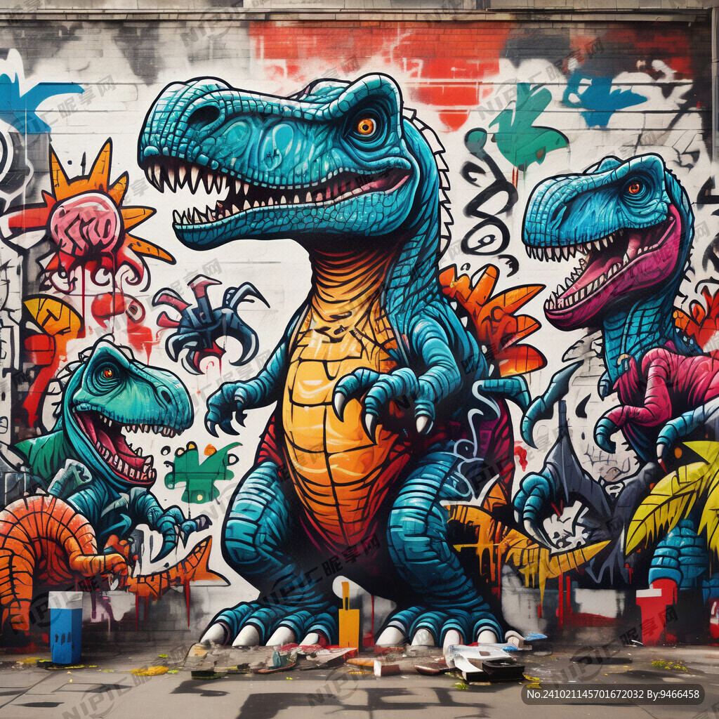 一群恐龙 涂鸦 爪子