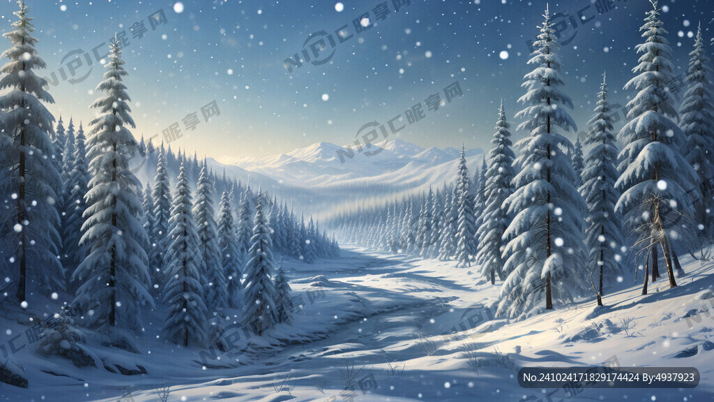 雪 雪景 远处的雪景 松树