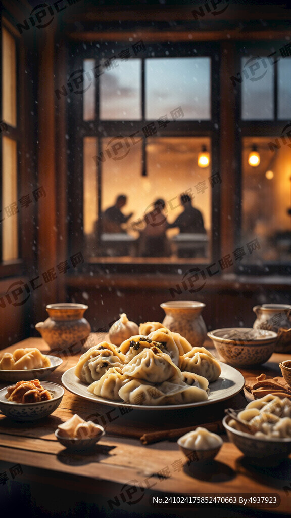 冬至 餐桌上有一盘冒热气的饺子