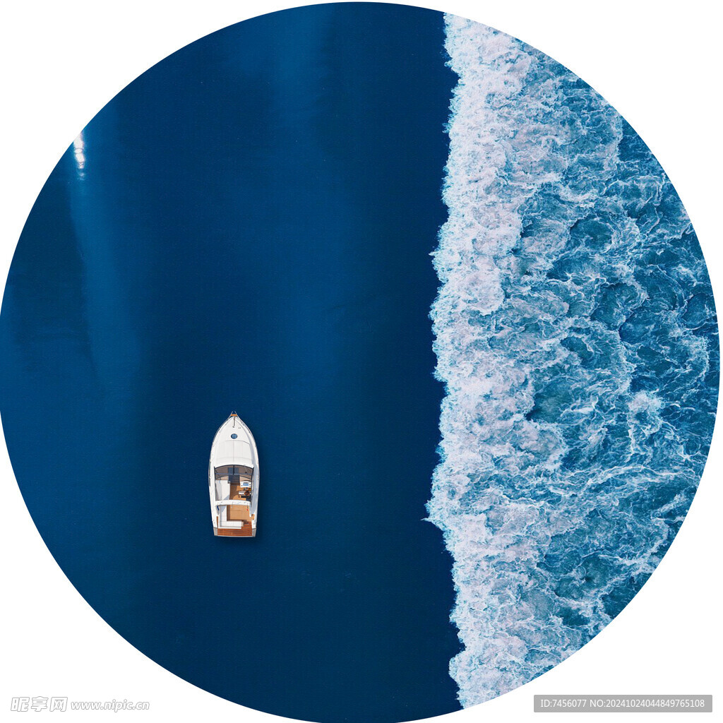 海水船圆形挂画装饰画