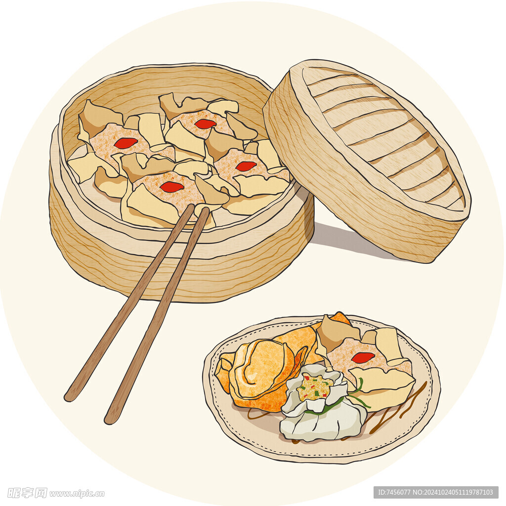 美食圆形挂画装饰画