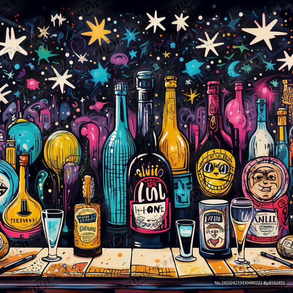 小酒馆 特色背景星空 涂鸦