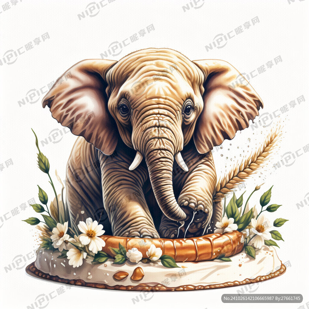 6寸蛋糕上面的小象图案