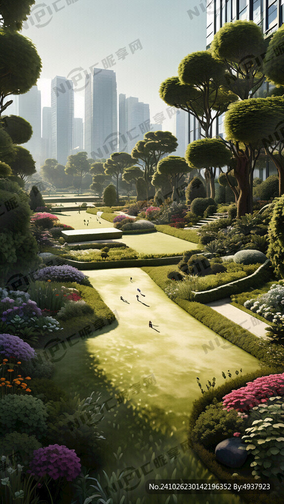 现代都市休闲园林 男子 高尔夫