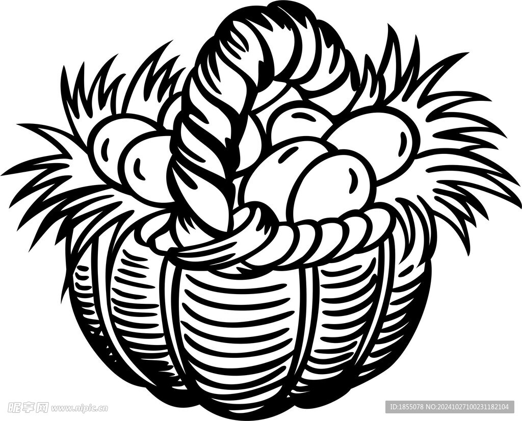 鸡蛋篮子简笔画