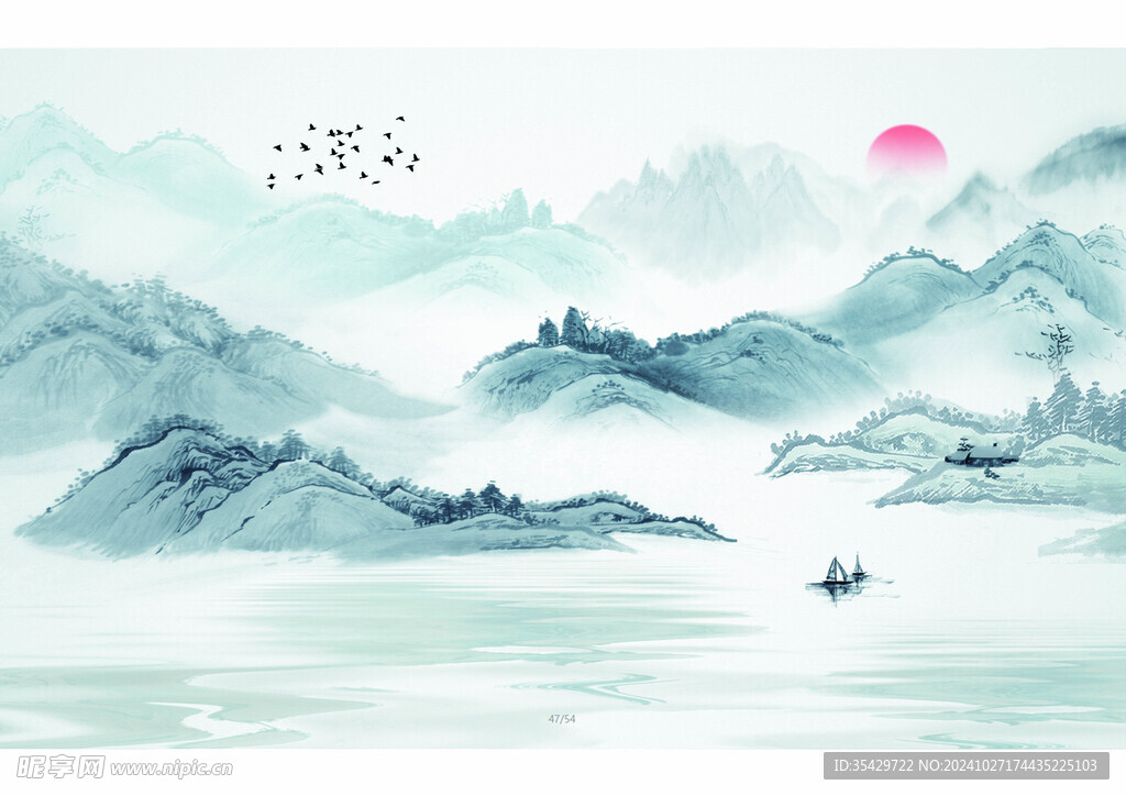 水墨画家装背景