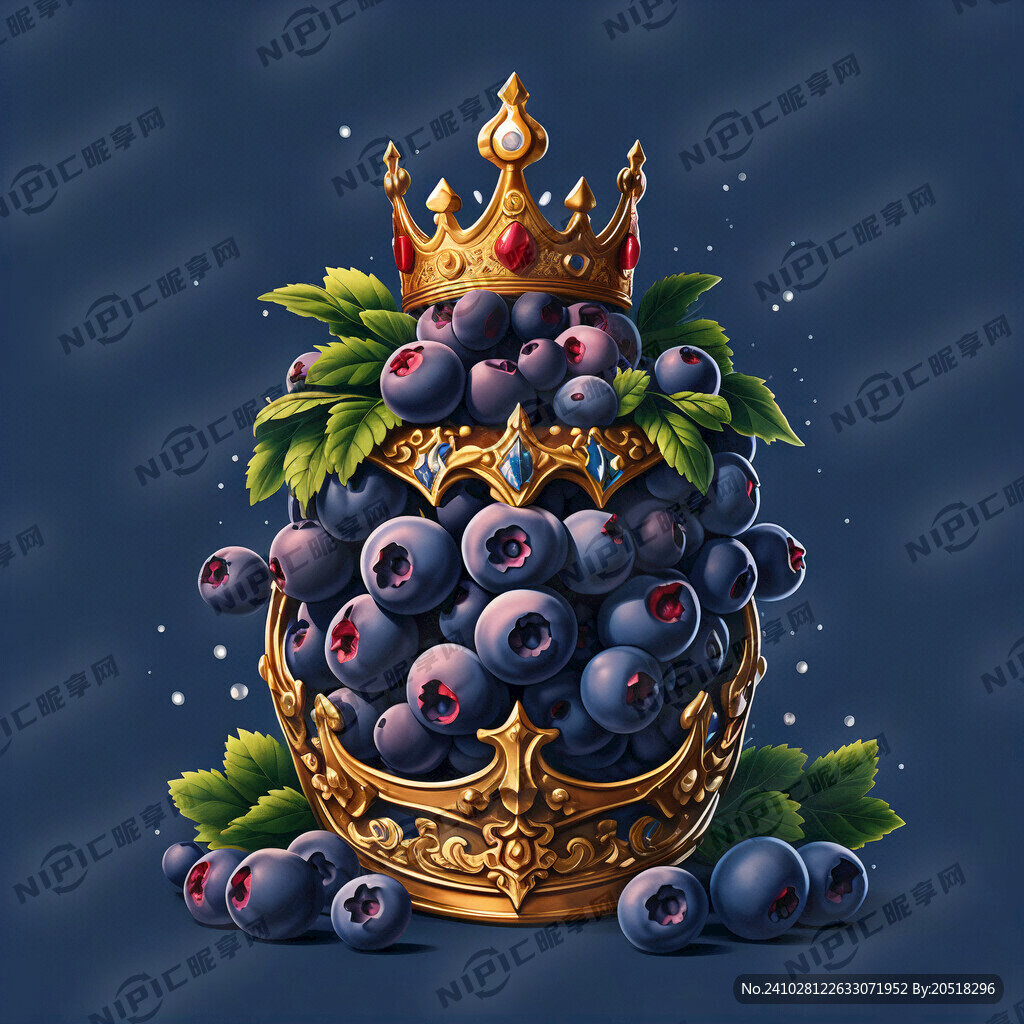 一颗新鲜的蓝莓 带着皇冠