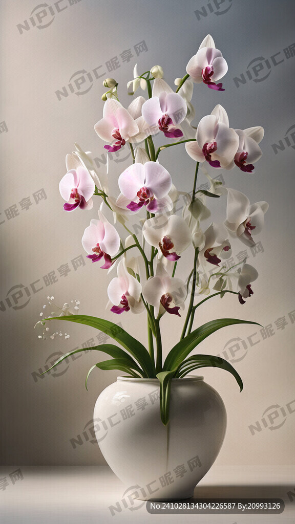 白色的花瓶里放着一株兰花