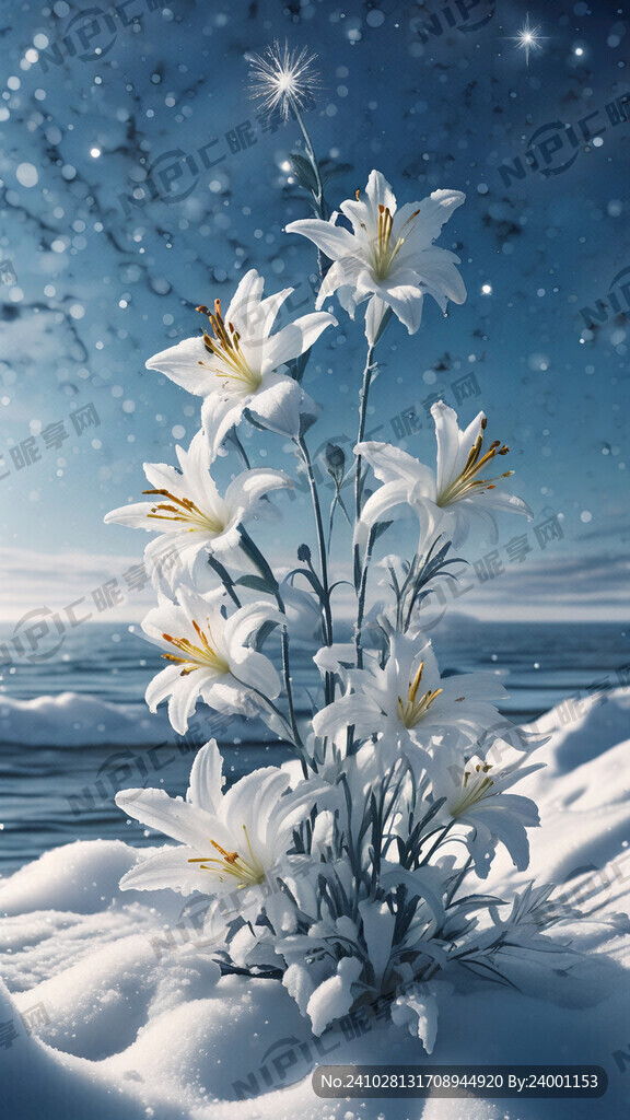 雪花 梦幻 百合花 大海