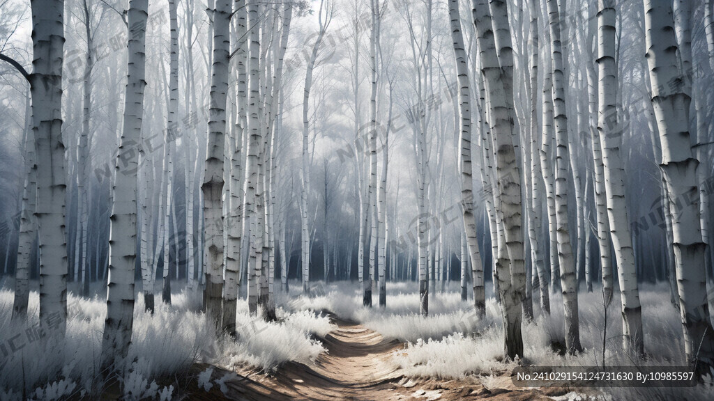 白色 白桦林 桦树 蓝天