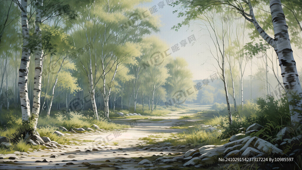 白桦林 桦树 蓝天 无人区