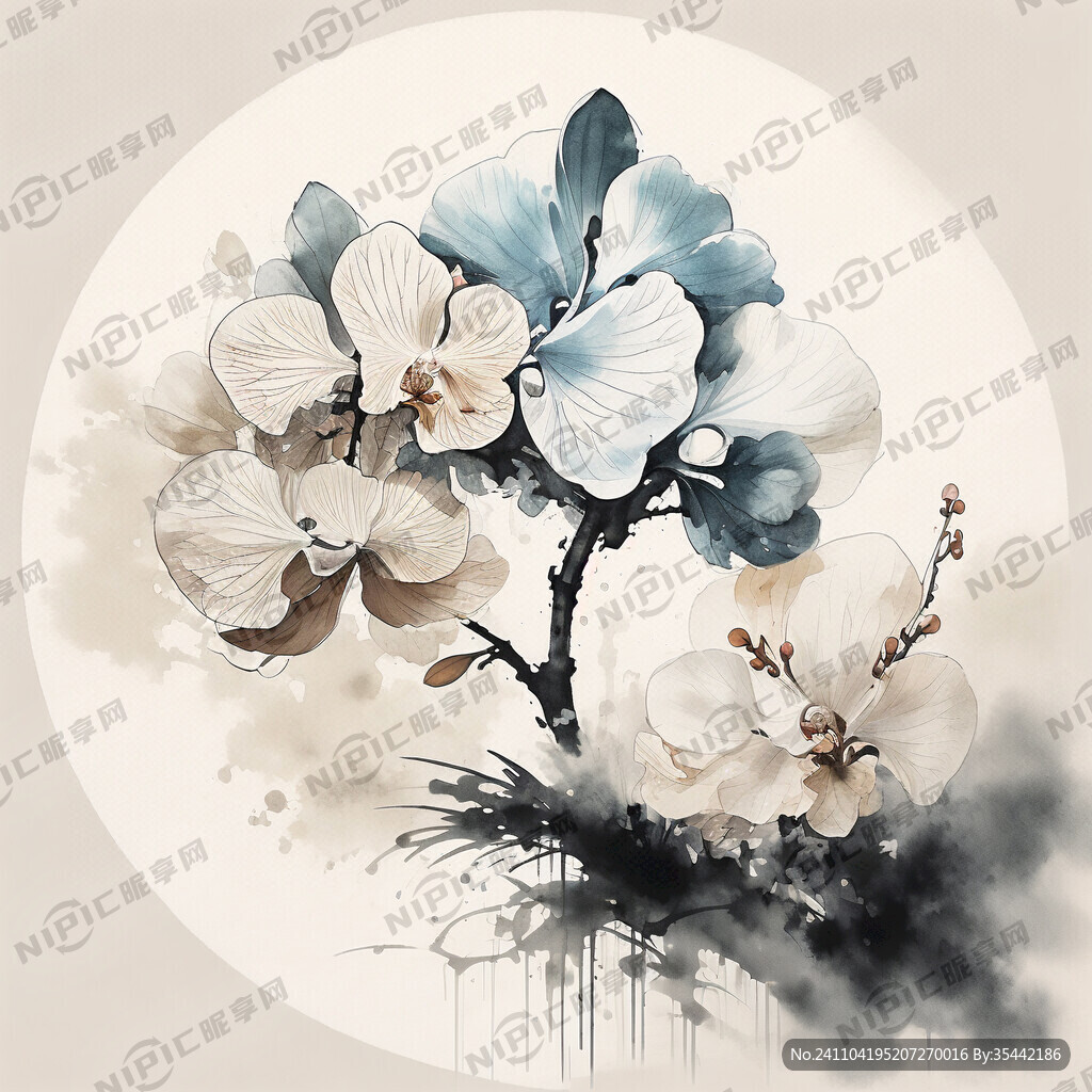 兰花水墨风提诗词