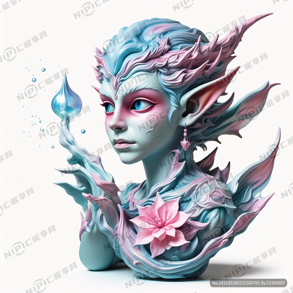 青粉色精灵摆件