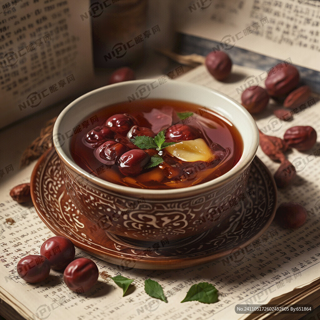 酸梅汤 概念插画 本草纲目