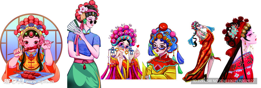 红色戏剧国风女人