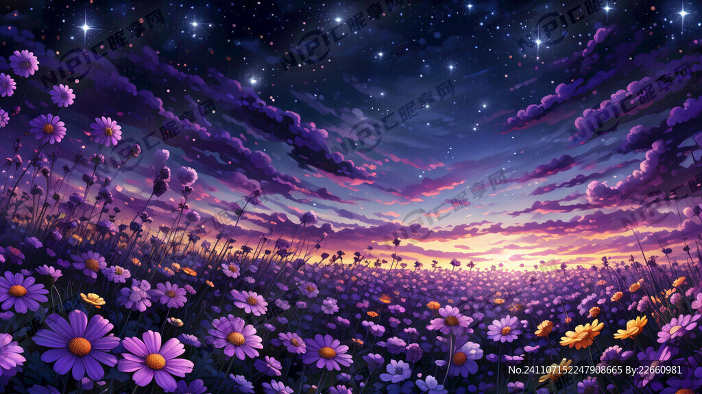 紫色 满天繁星 鲜花