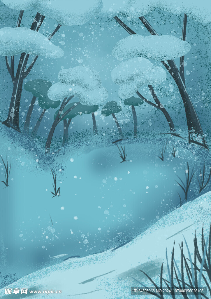 冬天雪地插画