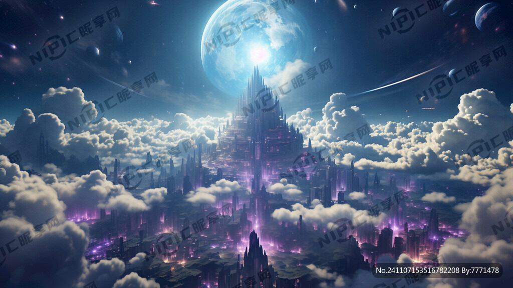 星际云层环绕地球 星际宇宙背景