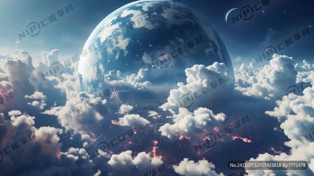 星际云层围绕地球 突出地球