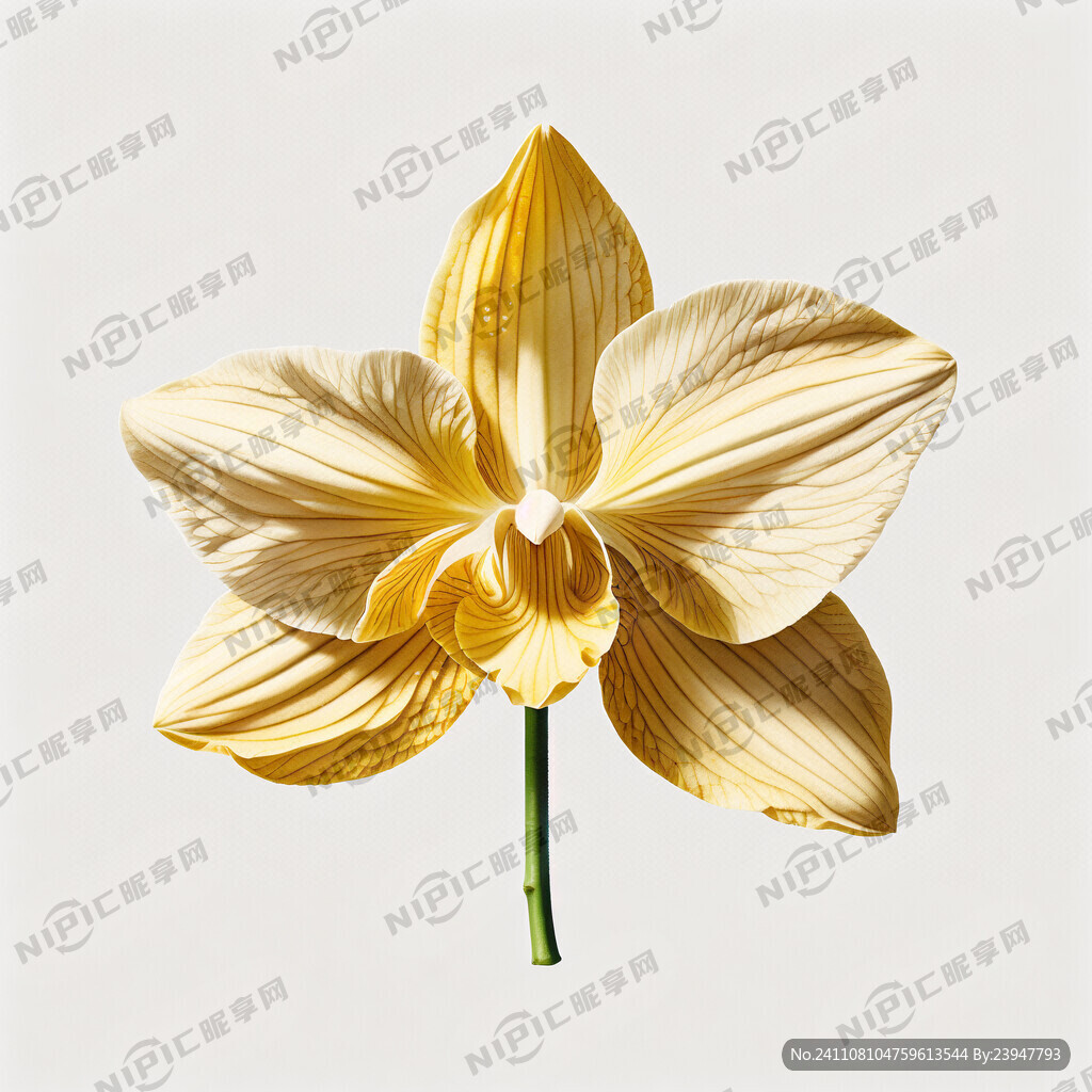 白底。一朵黄兰  色彩绚丽