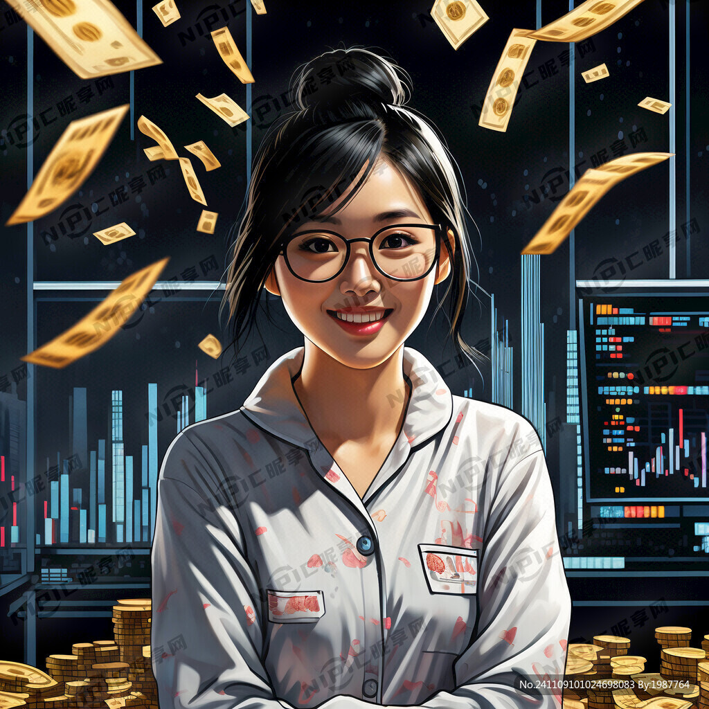 黑色背景  女性 不带眼镜 