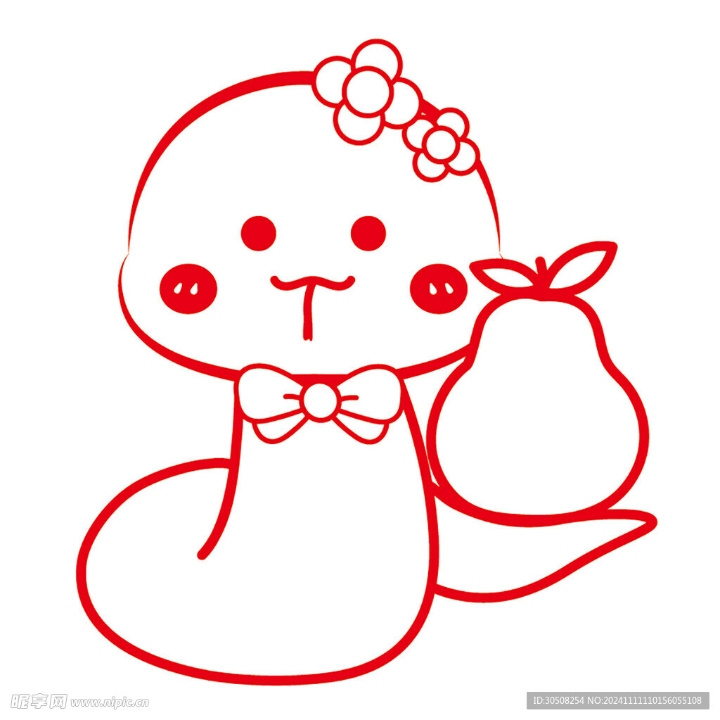 蛇卡通插画抱鸭梨