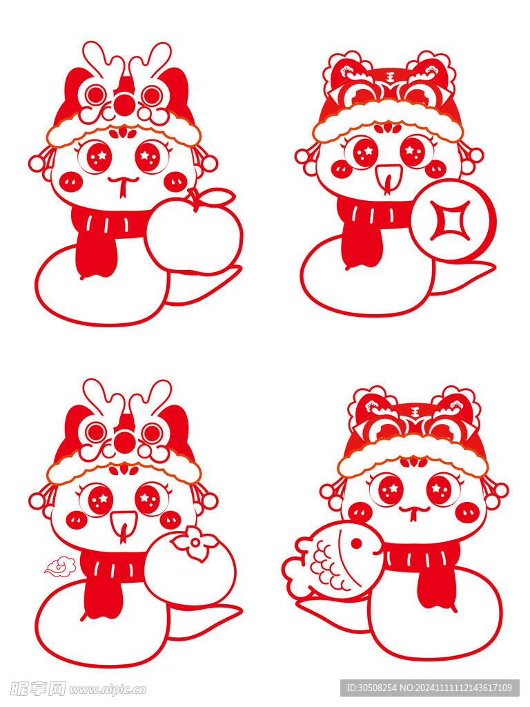 蛇年插画 蛇可爱线稿 蛇年图片