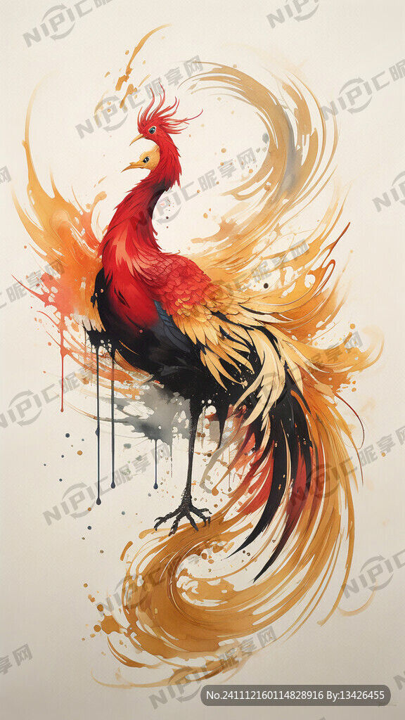 一条凤为主题的金条 流线型曲线