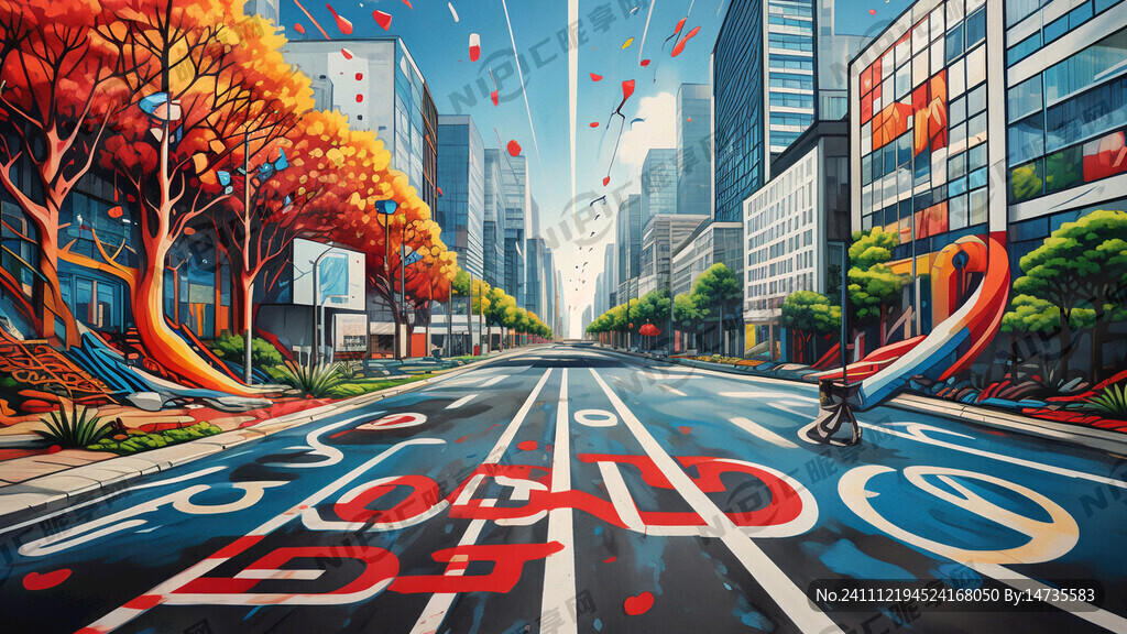 百米长四米九宽路面彩绘