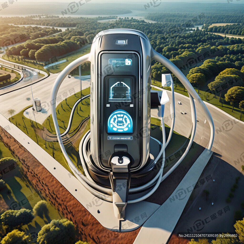 汽车充电桩鸟瞰图
